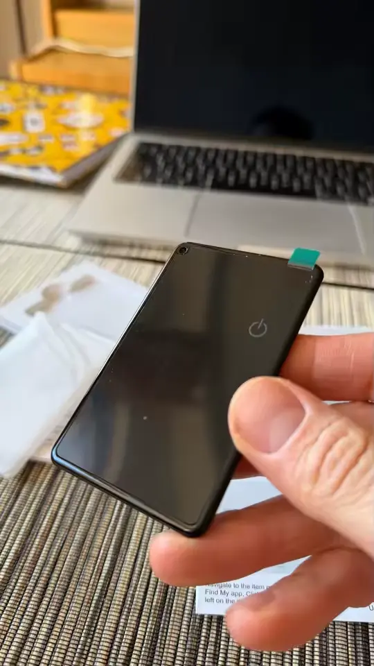 Close-up of FindCard Pro on a desk